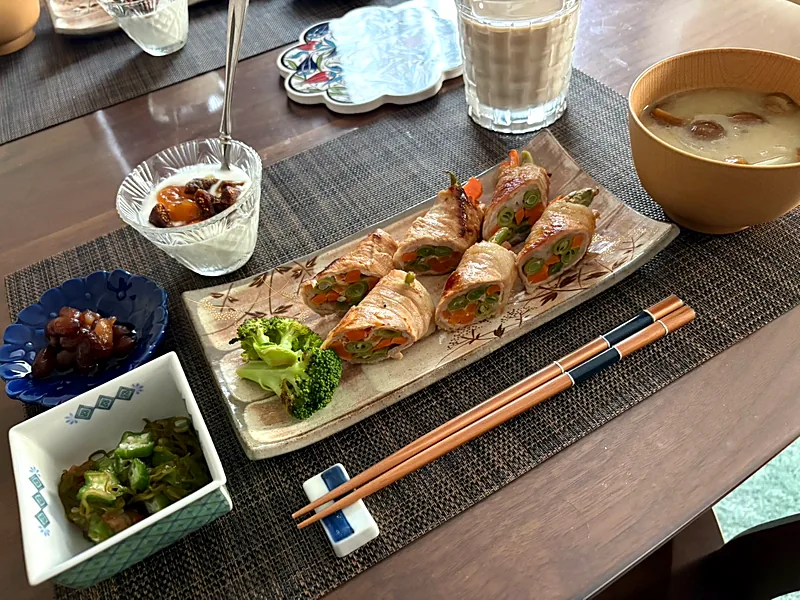 A home-cooked meal at her table in Japan