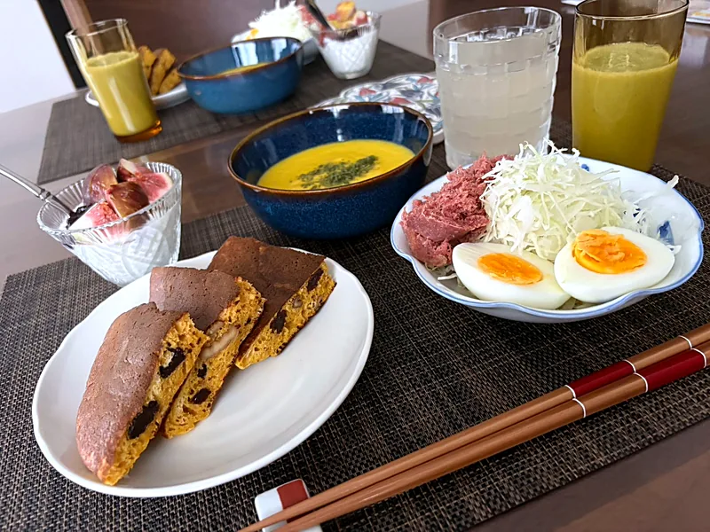 A home-cooked meal at her table in Japan