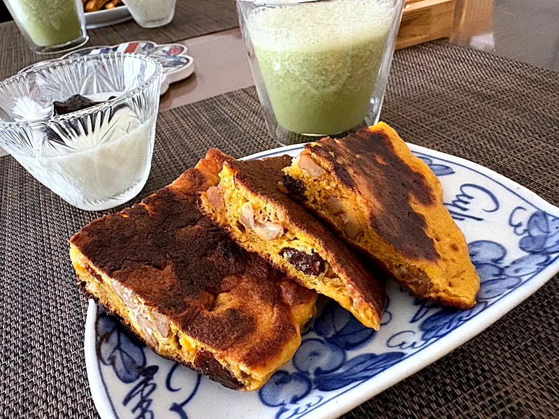 A home-cooked meal at her table in Japan