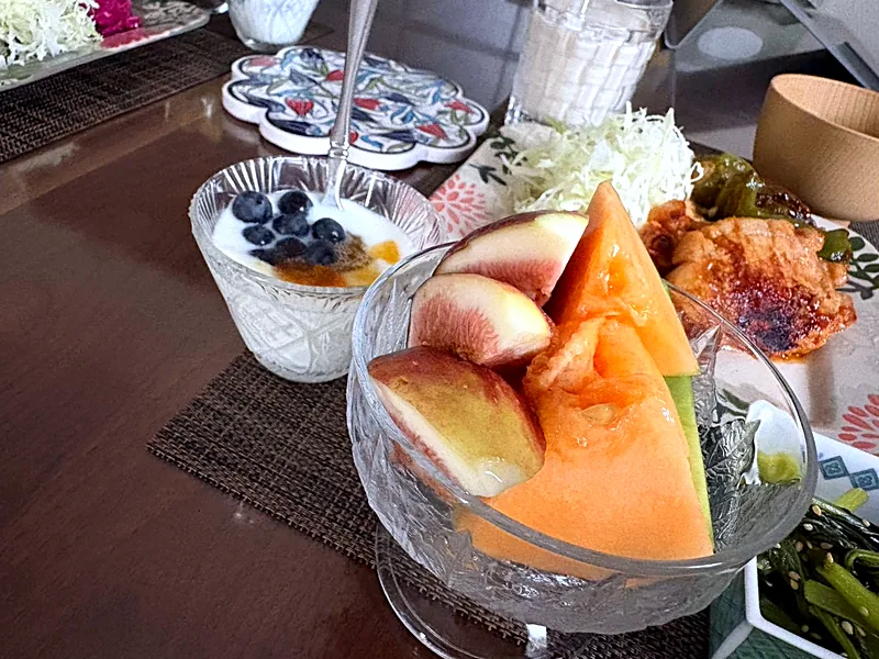 A home-cooked meal at her table in Japan